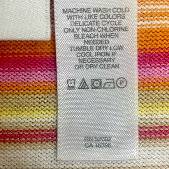 Liz Claiborne Woman Striped Knit Tank Top 2X Pink Yellow White Orange V-Neck - Picture 7 of 8